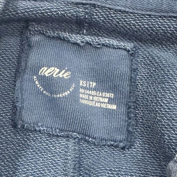 Aerie Cropped Open Neck Hoodie Sweatshirt Blue Women’s XS - Picture 3 of 4